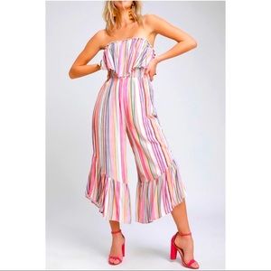 multicolored VICI strapless jumpsuit